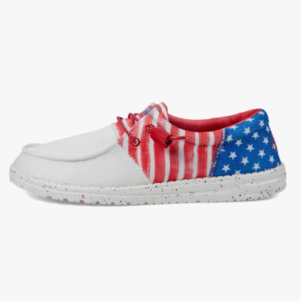 Hey Dude Wendy Sox Tri Patriotic Loafers Size 10